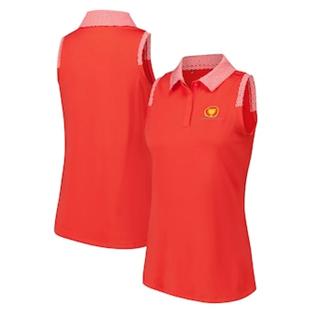 Women's Under Armour  Red Presidents Cup 3.0 Grooves Print Sleeveless Polo