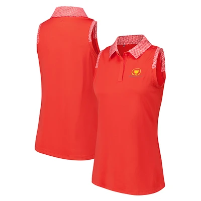 Women's Under Armour  Red Presidents Cup 3.0 Grooves Print Sleeveless Polo