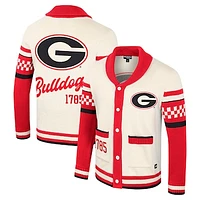 Women's Colosseum Cream Georgia Bulldogs Wild Collective Button-Up Jaquard Sweater