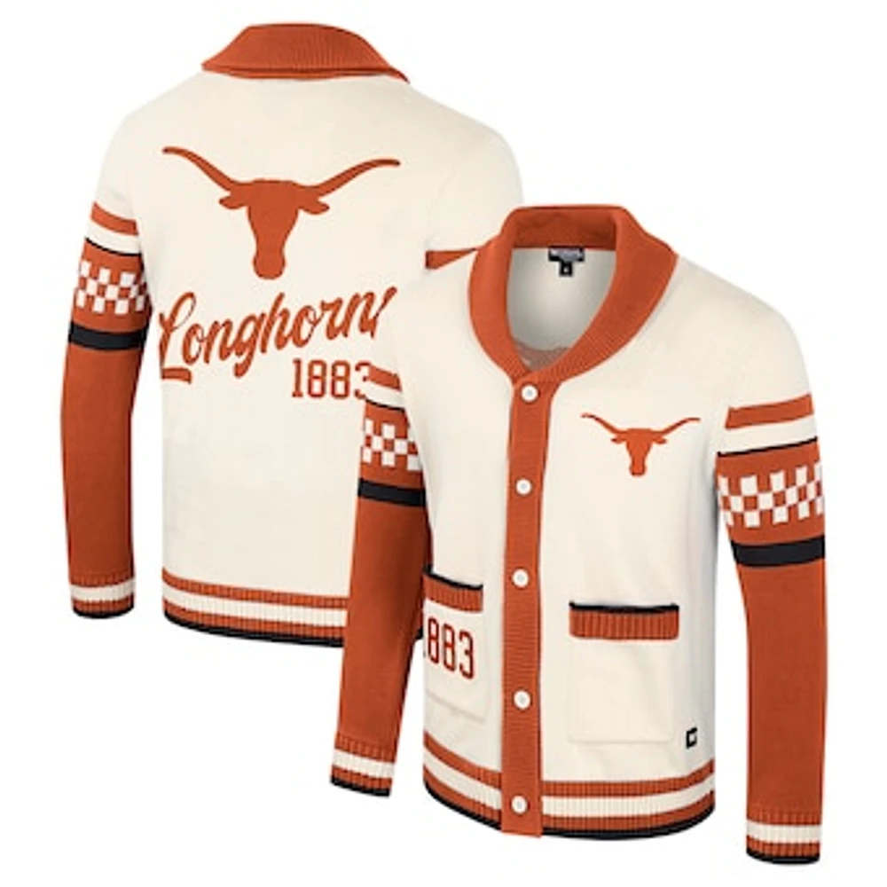 Women's Colosseum Cream Texas Longhorns Wild Collective Button-Up Jacquard Sweater