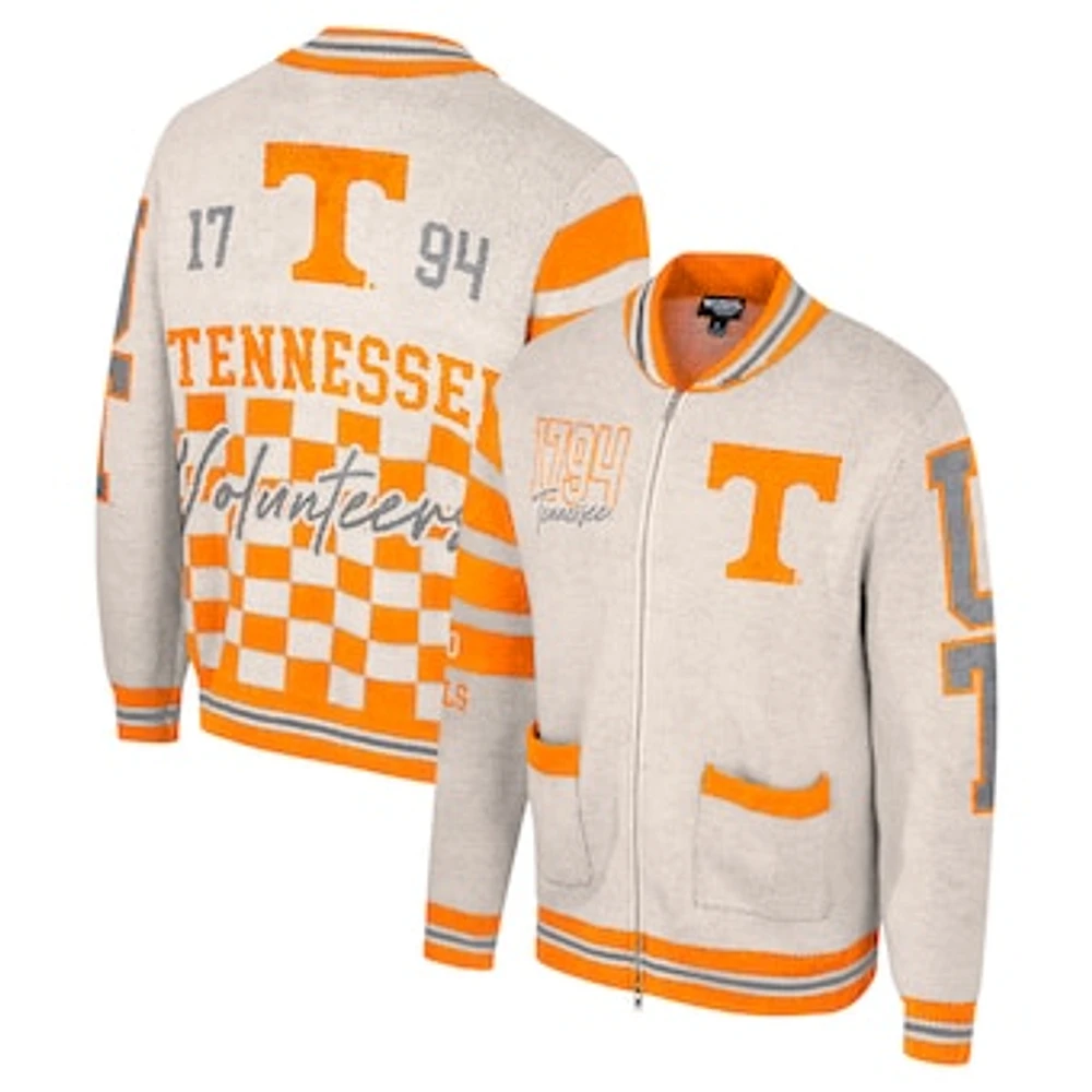 Women's Colosseum Cream Tennessee Volunteers Jacquard Full-Zip Sweater