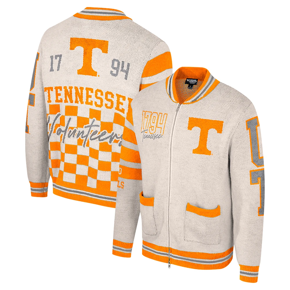 Women's Colosseum Cream Tennessee Volunteers Jacquard Full-Zip Sweater