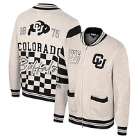 Women's Colosseum Cream Colorado Buffaloes Jacquard Full-Zip Sweater