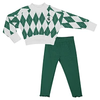 Toddler Colosseum White Michigan State Spartans The Dealio Sweater and Leggings Set