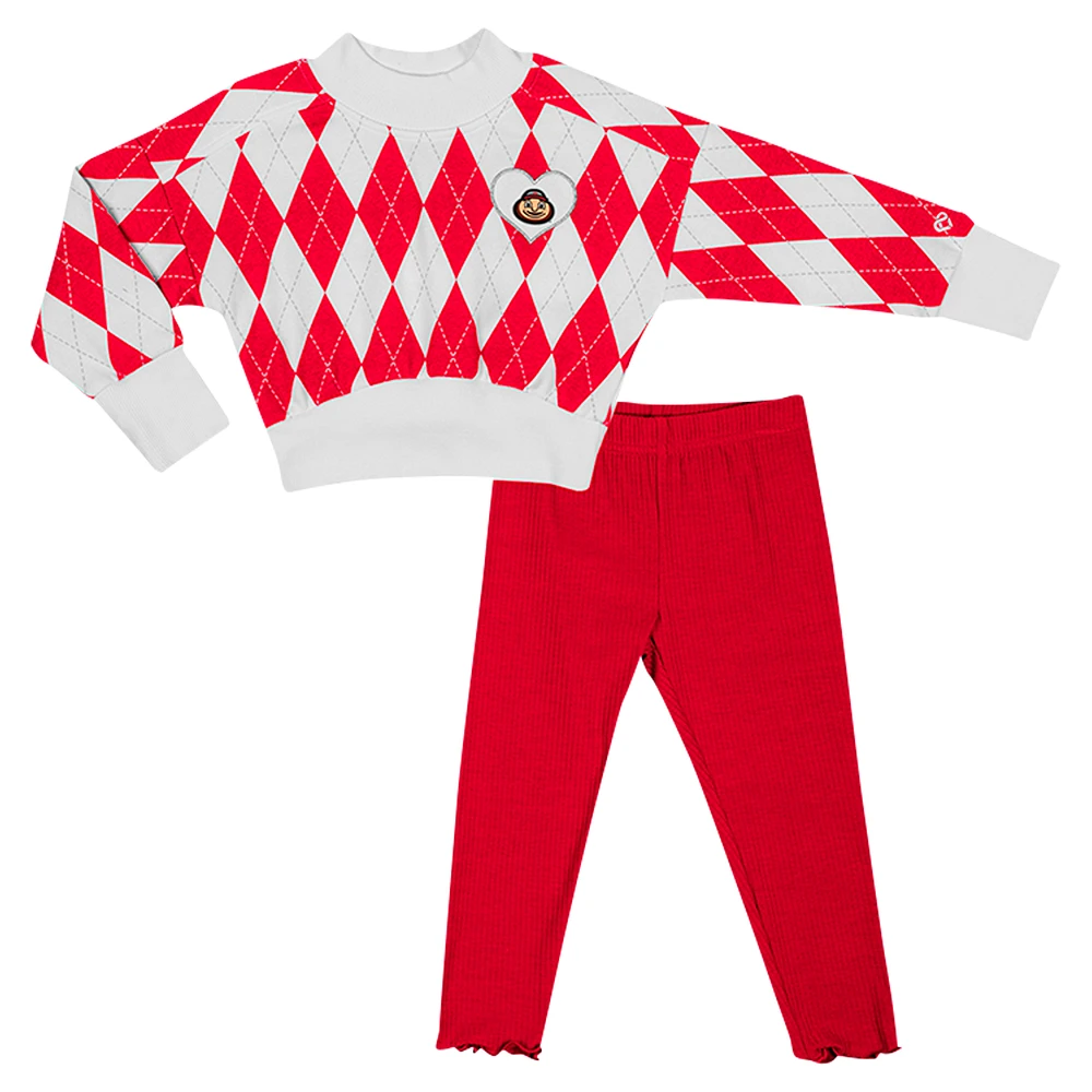 Toddler Colosseum White Ohio State Buckeyes The Dealio Sweater and Leggings Set