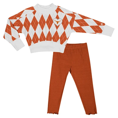 Toddler Colosseum White Texas Longhorns The Dealio Sweater and Leggings Set