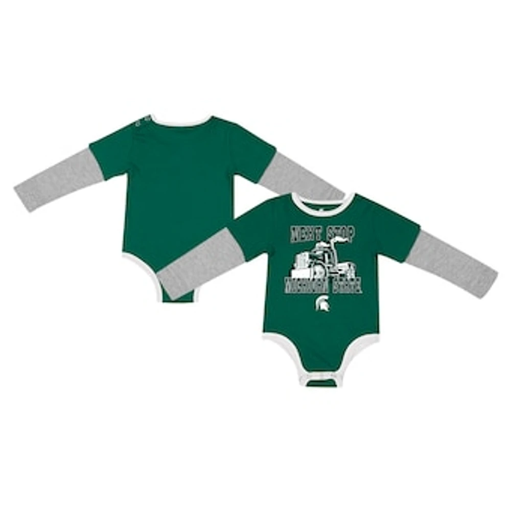 Newborn & Infant Colosseum Green Michigan State Spartans Next Stop Long Sleeve Bodysuit