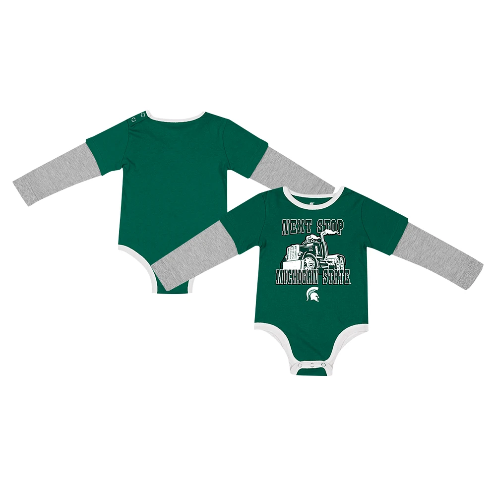 Newborn & Infant Colosseum Green Michigan State Spartans Next Stop Long Sleeve Bodysuit