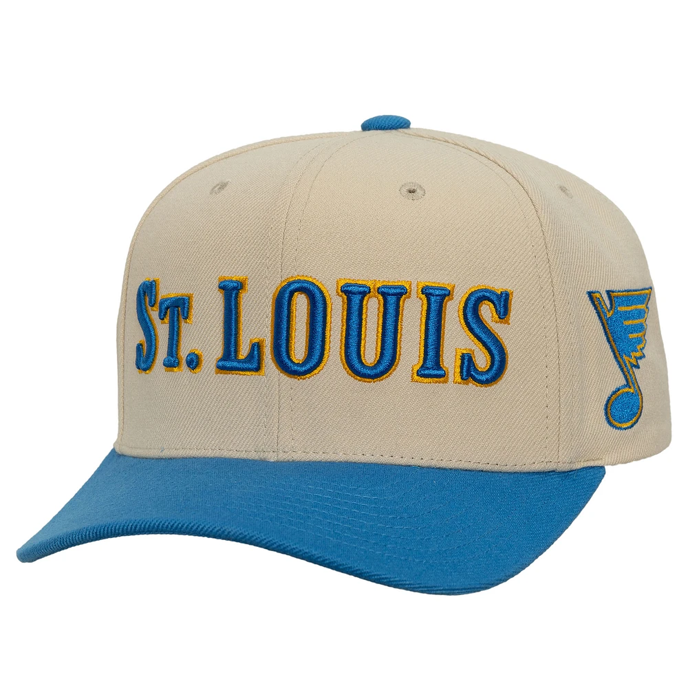 Men's Mitchell & Ness Cream/Blue St. Louis Blues 2025 NHL Winter Classic Pro Snapback Hat