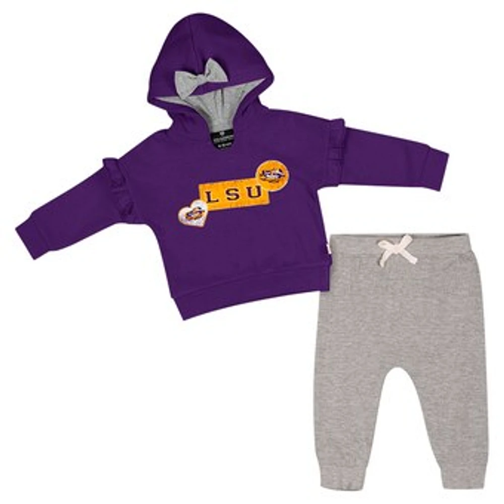 Girls Infant Colosseum Purple LSU Tigers Patches Fleece Pullover Hoodie and Pants Set