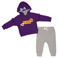 Girls Infant Colosseum Purple LSU Tigers Patches Fleece Pullover Hoodie and Pants Set