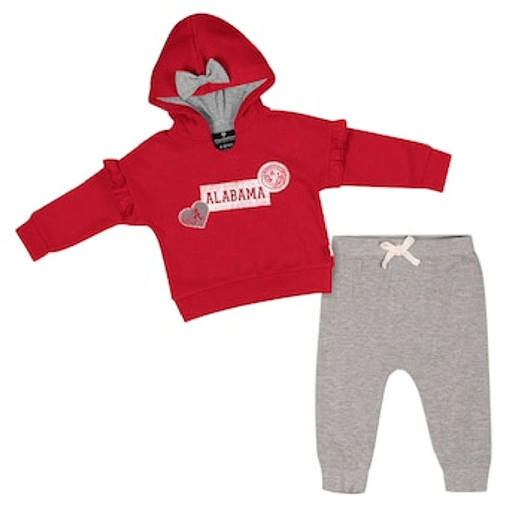 Girls Infant Colosseum Crimson Alabama Tide Patches Fleece Pullover Hoodie and Pants Set