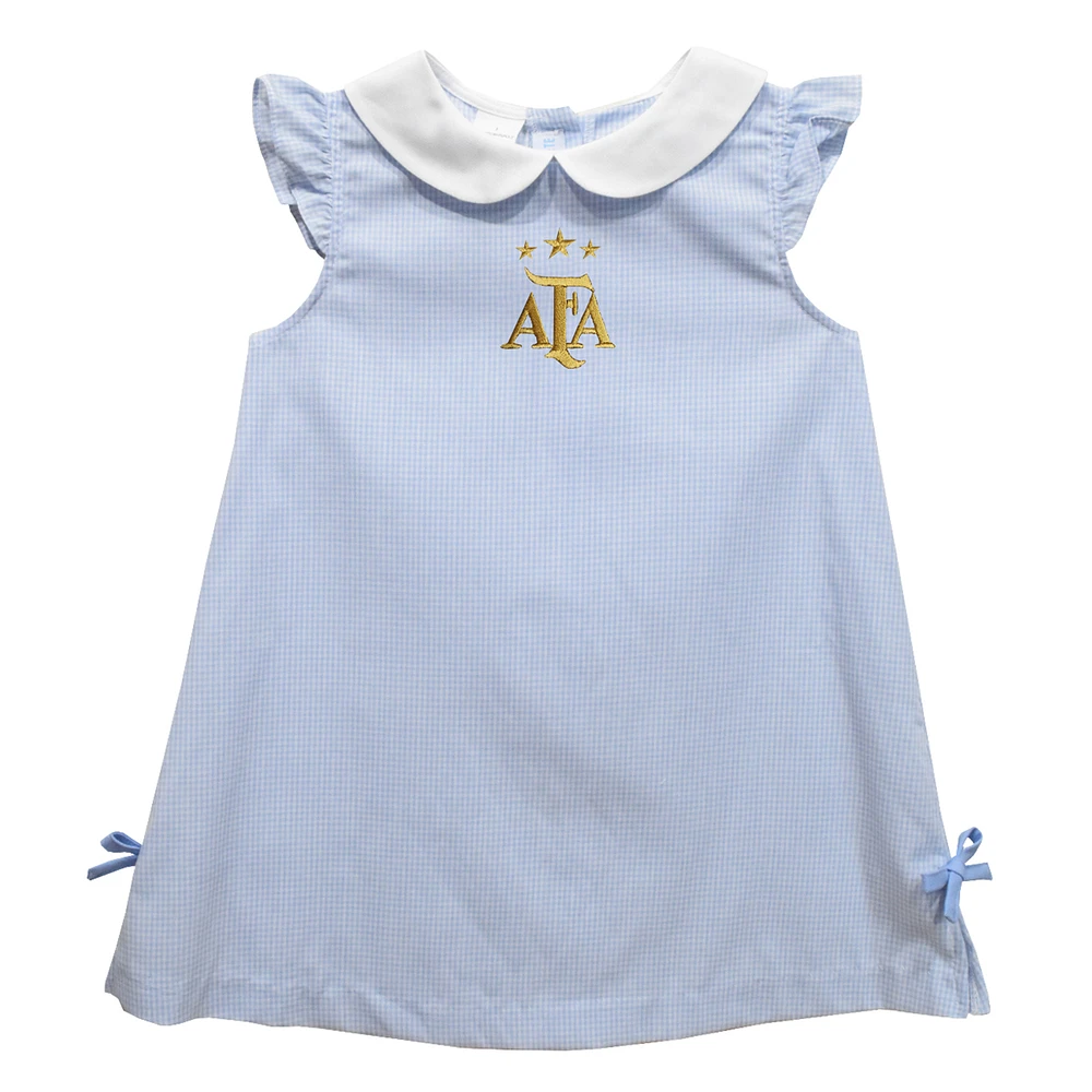 Girls Toddler Vive La Fete Light Blue Argentina National Team Mini Checkered A-Line Dress