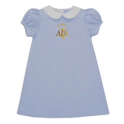 Girls Infant Vive La Fete  Light Blue Argentina National Team Gingham Puffy A-Line Dress