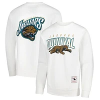 Men's Mitchell & Ness White Jacksonville Jaguars Duval Classic Logos Pullover Sweatshirt