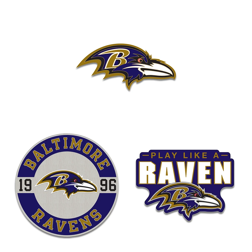 WinCraft Baltimore Ravens Three-Piece Collector Pin Set