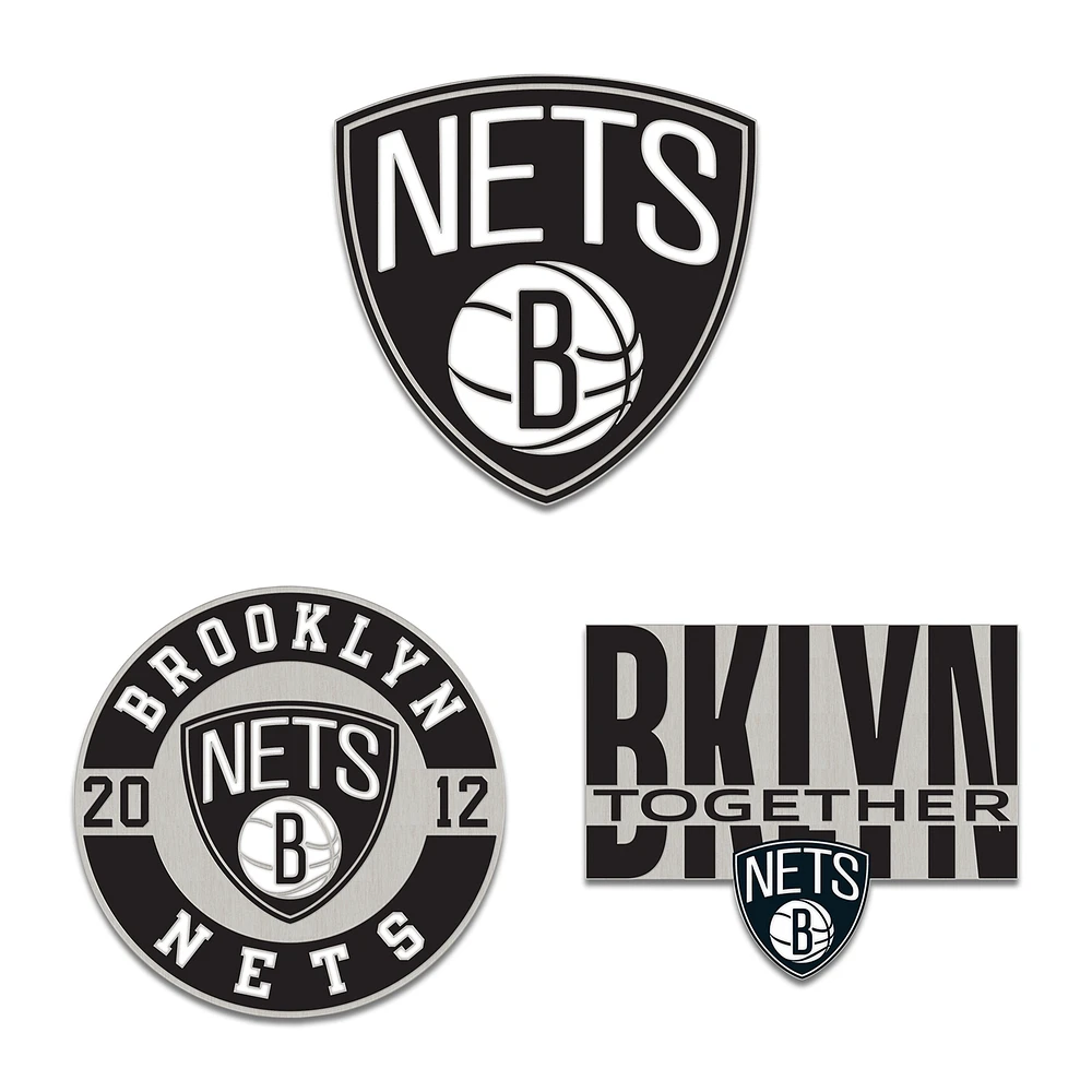 WinCraft Brooklyn Nets Three-Piece Collector Pin Set