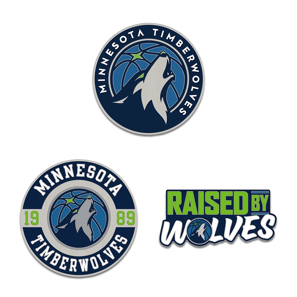 WinCraft Minnesota Timberwolves Three-Piece Collector Pin Set