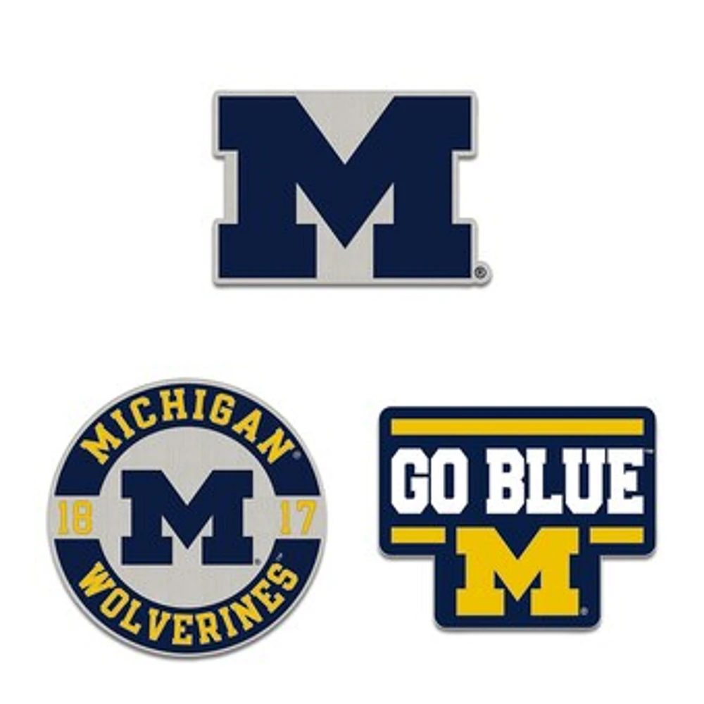 WinCraft Michigan Wolverines Three-Piece Collector Pin Set