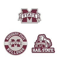 WinCraft Mississippi State Bulldogs Three-Piece Collector Pin Set