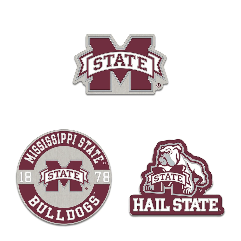 WinCraft Mississippi State Bulldogs Three-Piece Collector Pin Set