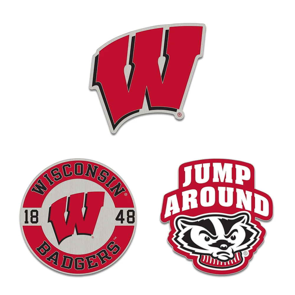 WinCraft Wisconsin Badgers Three-Piece Collector Pin Set