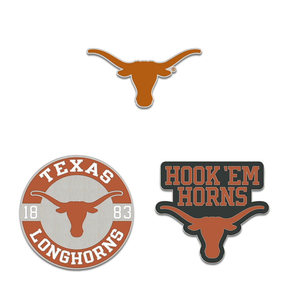 WinCraft Texas Longhorns Three-Piece Collector Pin Set