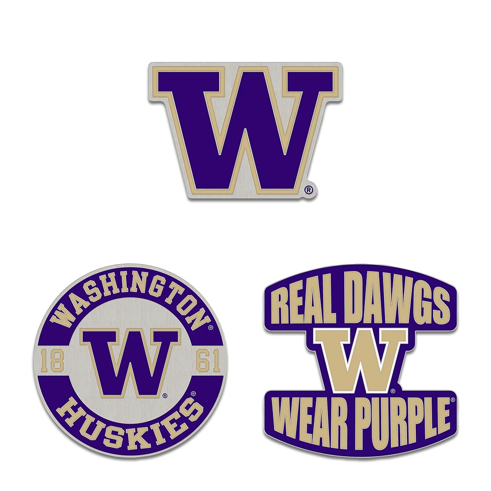 WinCraft Washington Huskies Three-Piece Collector Pin Set