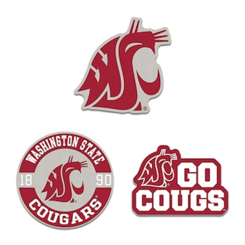 WinCraft Washington State Cougars Three-Piece Collector Pin Set