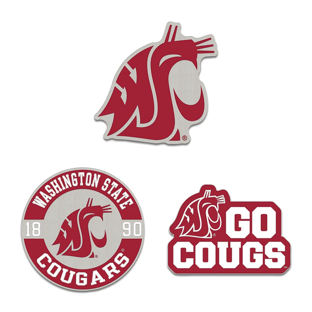 WinCraft Washington State Cougars Three-Piece Collector Pin Set