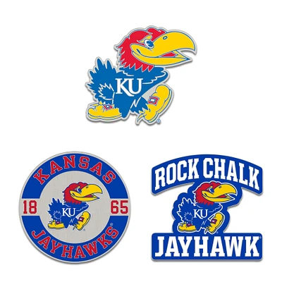 WinCraft Kansas Jayhawks Three-Piece Collector Pin Set