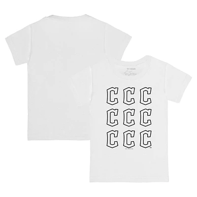 Infant Tiny Turnip White Cleveland Guardians Logo Grid  T-Shirt