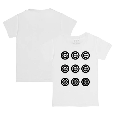 Infant Tiny Turnip White Chicago Cubs Logo Grid  T-Shirt