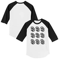 Toddler Tiny Turnip White San Diego Padres Logo Grid Raglan 3/4-Sleeve T-Shirt