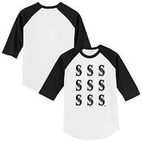 Toddler Tiny Turnip White Seattle Mariners Logo Grid Raglan 3/4-Sleeve T-Shirt