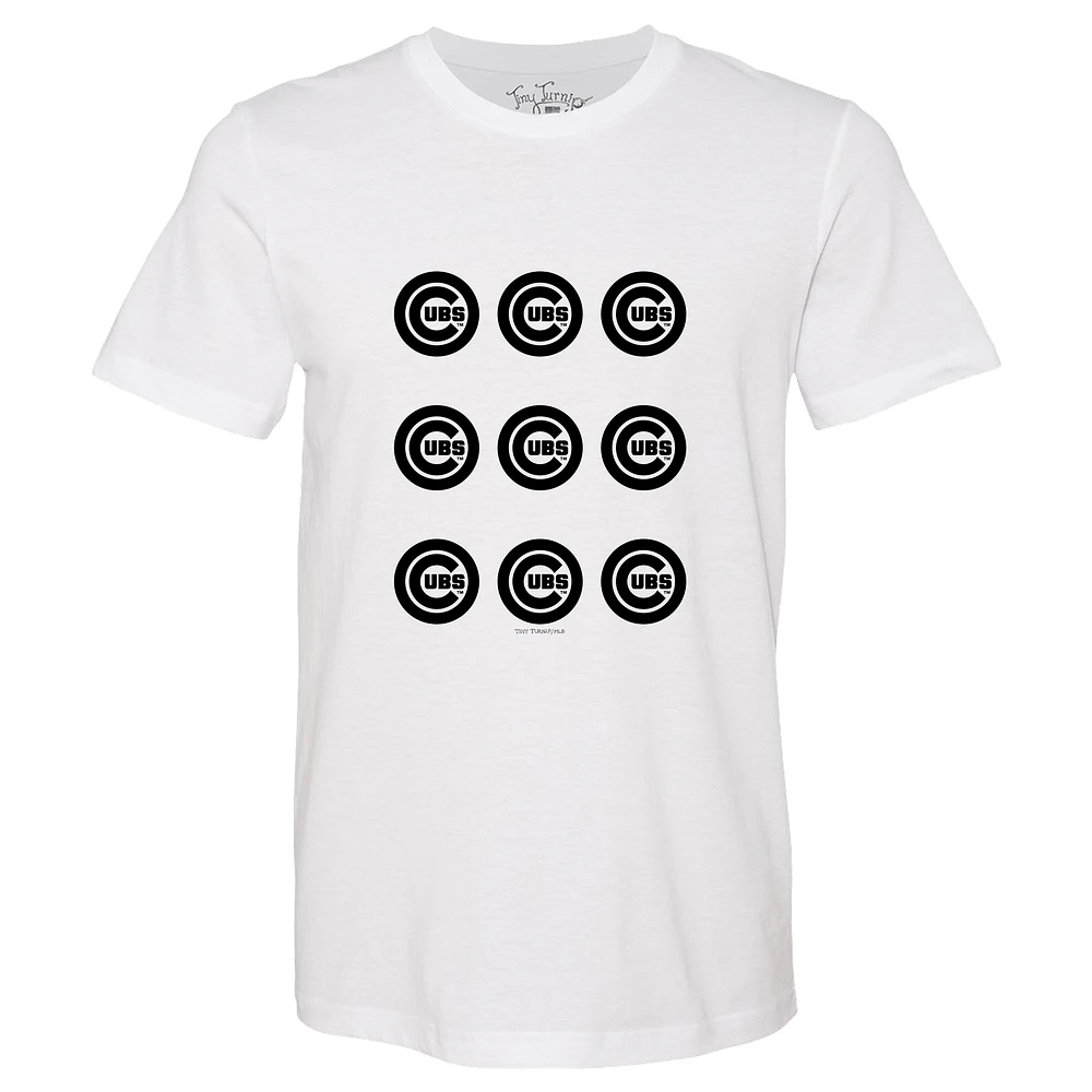 Women's Tiny Turnip  White Chicago Cubs Logo Grid T-Shirt