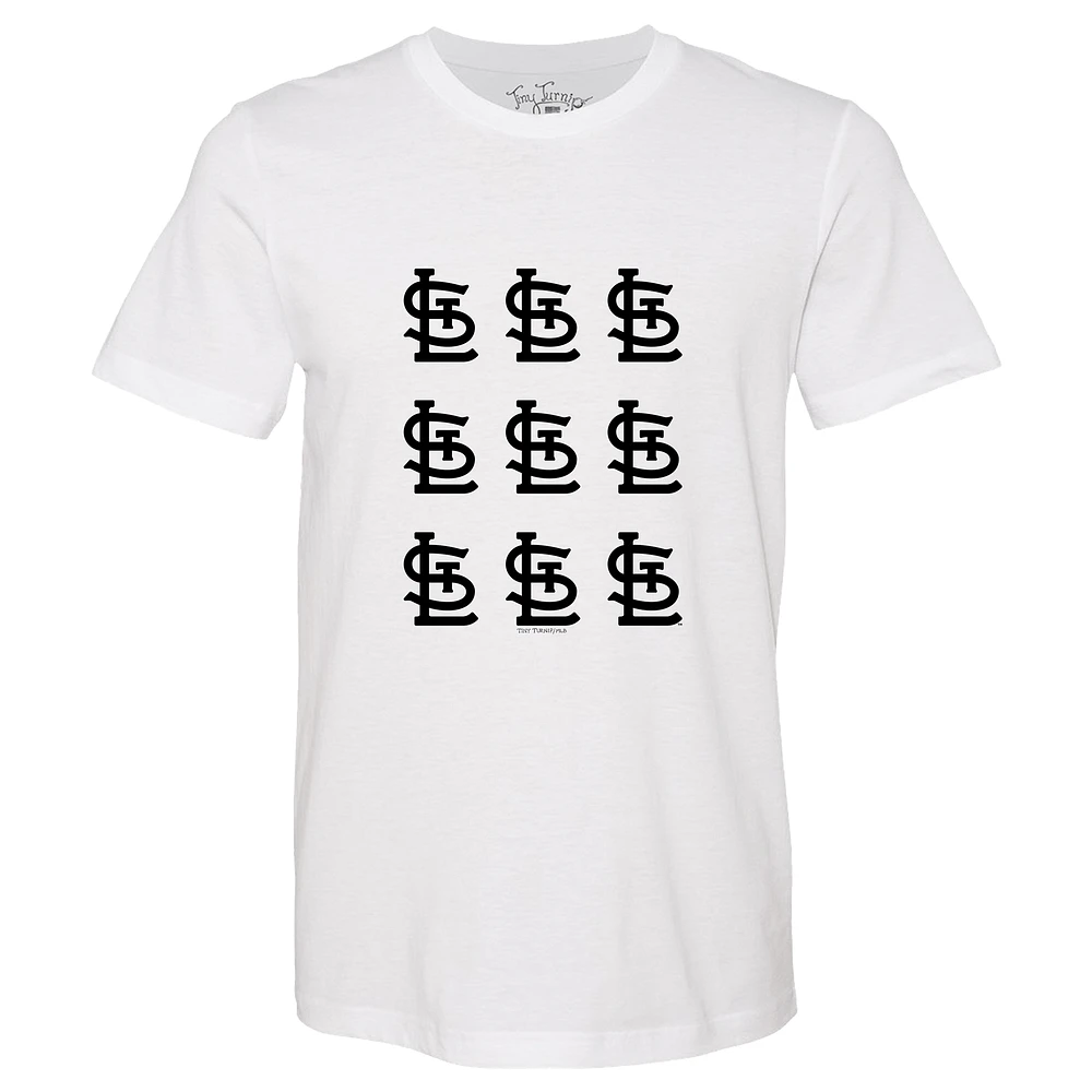 Women's Tiny Turnip White St. Louis Cardinals Logo Grid T-Shirt