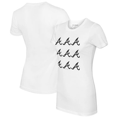 Women's Tiny Turnip  White Atlanta Braves Logo Grid T-Shirt