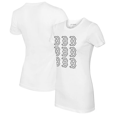Women's Tiny Turnip  White Boston Red Sox Logo Grid T-Shirt