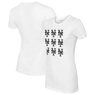 Women's Tiny Turnip  White New York Mets Logo Grid T-Shirt