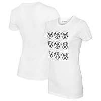 Women's Tiny Turnip  White Milwaukee Brewers Logo Grid T-Shirt