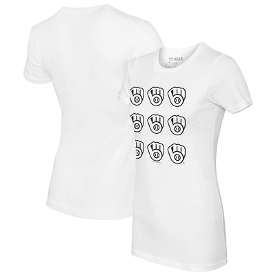 Women's Tiny Turnip  White Milwaukee Brewers Logo Grid T-Shirt