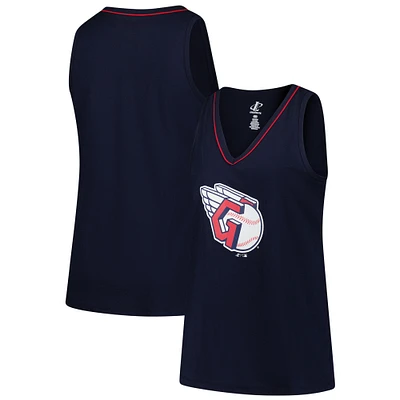 Women's Profile  Navy Cleveland Guardians Plus Sized Stellar Win V-Neck Tank Top