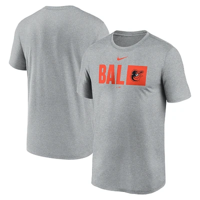 Men's Nike  Heather Gray Baltimore Orioles Tricode Legend Performance T-Shirt
