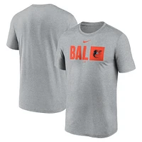 Men's Nike  Heather Gray Baltimore Orioles Tricode Legend Performance T-Shirt