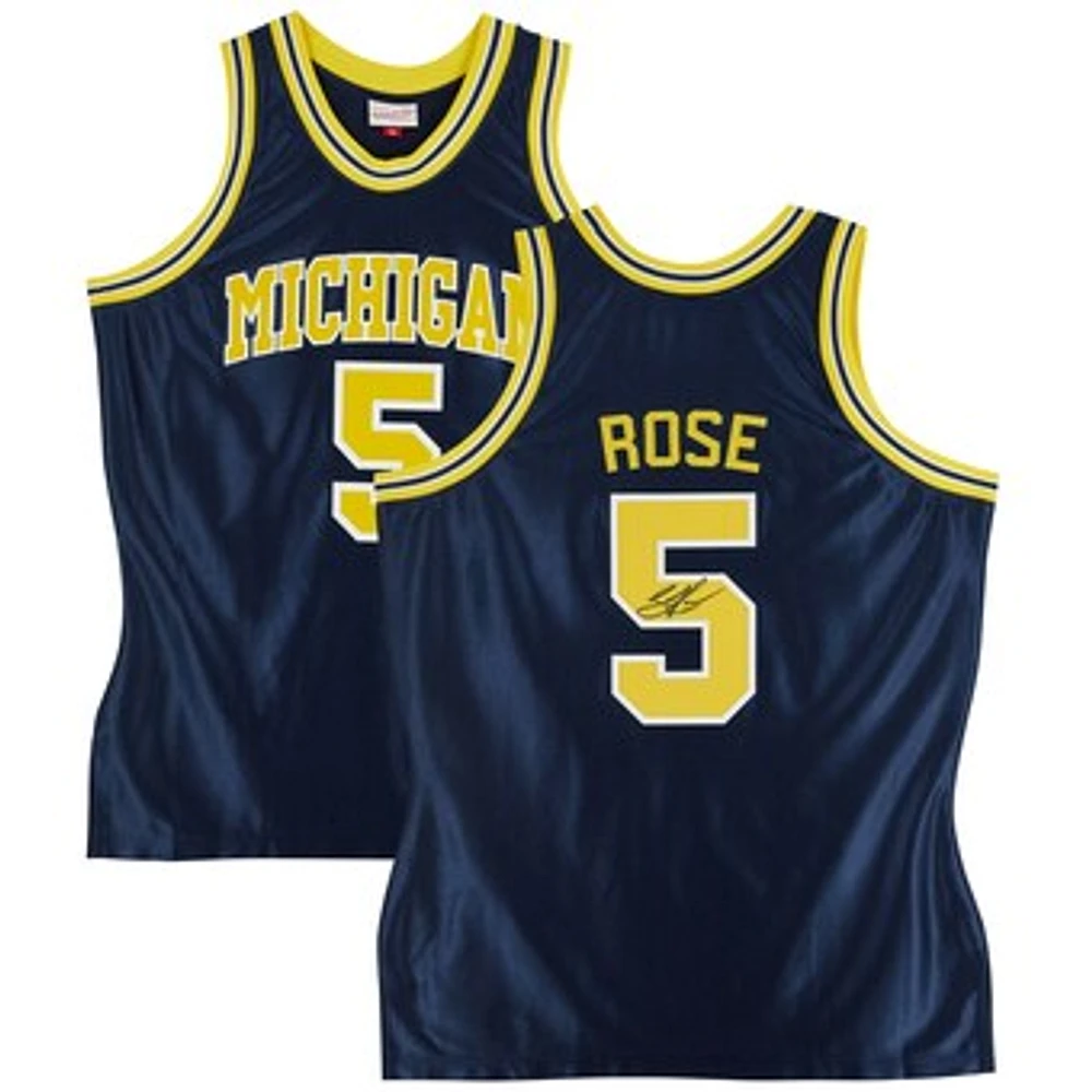 Jalen Rose Michigan Wolverines Autographed Mitchell & Ness 1991-92 Navy Authentic Jersey