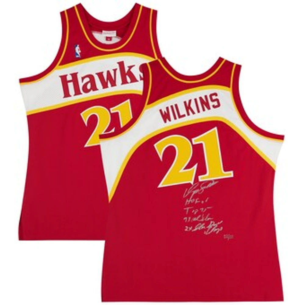 Dominique Wilkins Atlanta Hawks Autographed Mitchell & Ness 1986-87 Red Authentic Jersey with Multiple Inscriptions - Limited Edition #12/12