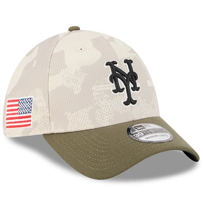 Men's New Era Light Beige/Olive York Mets 2025 Armed Forces Day 39THIRTY Flex Hat