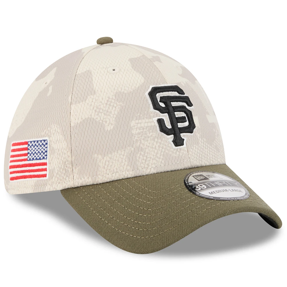 Men's New Era Light Beige/Olive San Francisco Giants 2025 Armed Forces Day 39THIRTY Flex Hat