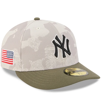 Men's New Era Light Beige/Olive York Yankees 2025 Armed Forces Day 59FIFTY Fitted Hat